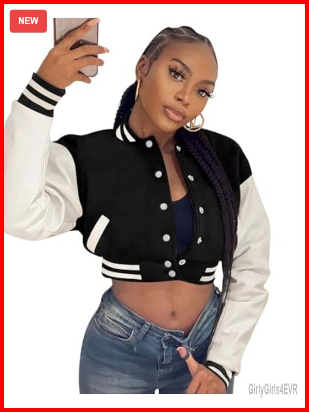 Faux Leather Cropped Moto Bomber Jacket Women Letterman Baseball